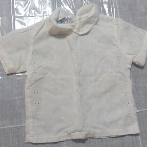 VINTAGE white tshirt zipper half back
